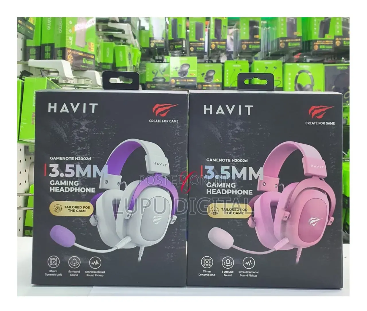 Havit Gamenote H2002d 3.5mm Gaming Headphone *Black+Green*
