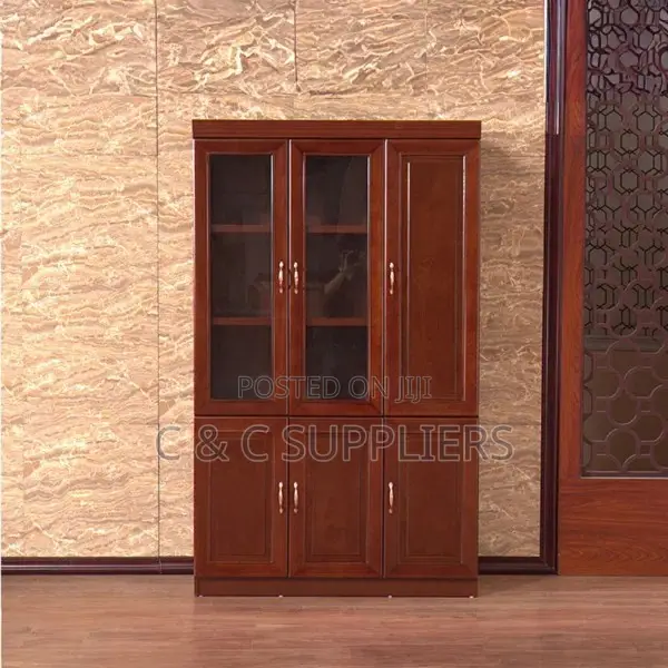 3-Door's Mahogany Glass Front Cabinet