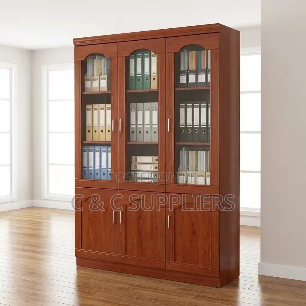 3-Door's Mahogany Glass Front Cabinet