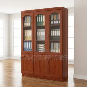 3-Door's Mahogany Glass Front Cabinet