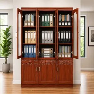 3-Door's Mahogany Glass Front Cabinet