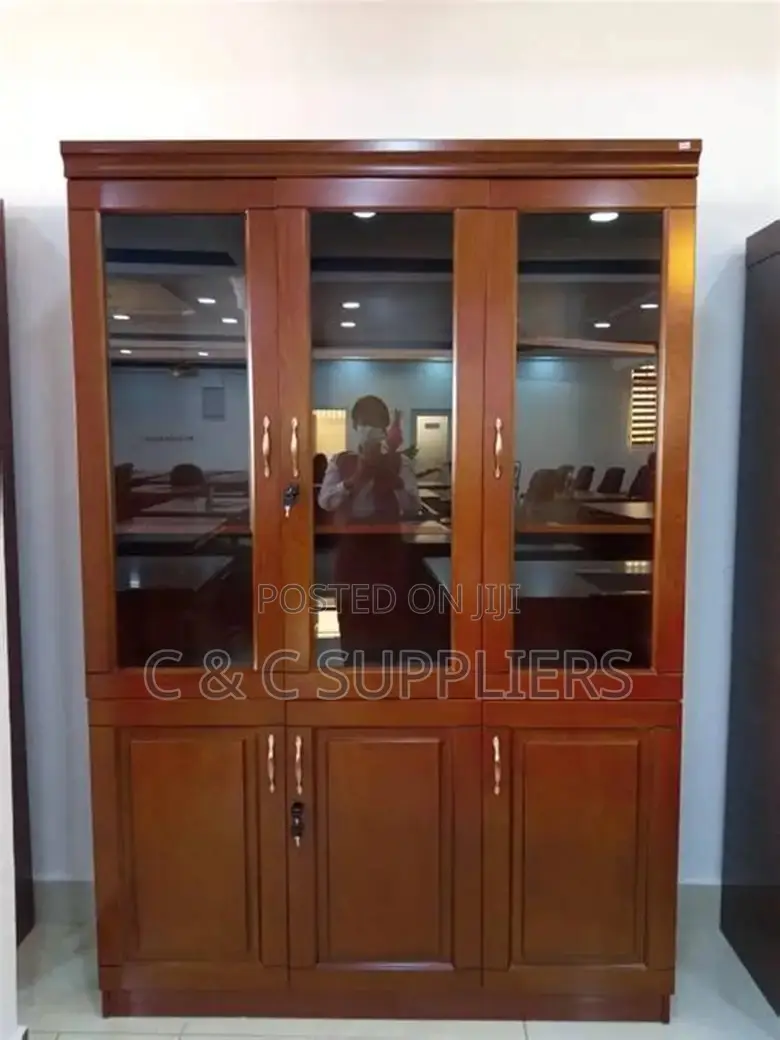 3-Door's Mahogany Glass Front Cabinet