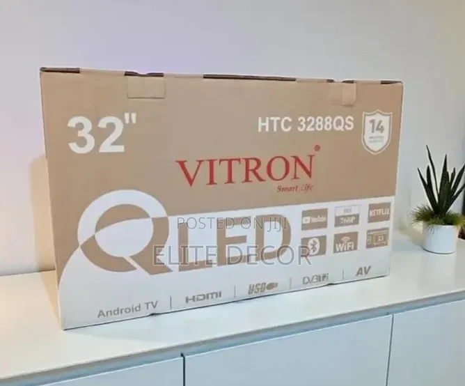 Vitron 32" Smart Android Tv Wi-Fi, Netflix, Youtube Inbuilt Decoder