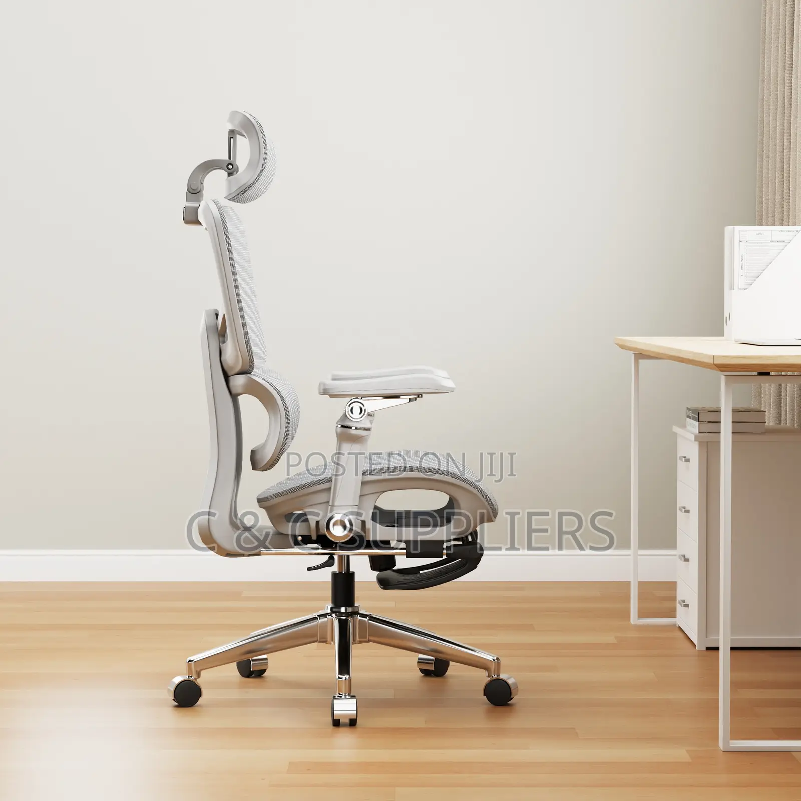 Swivel White Orthopedic Mesh Chair