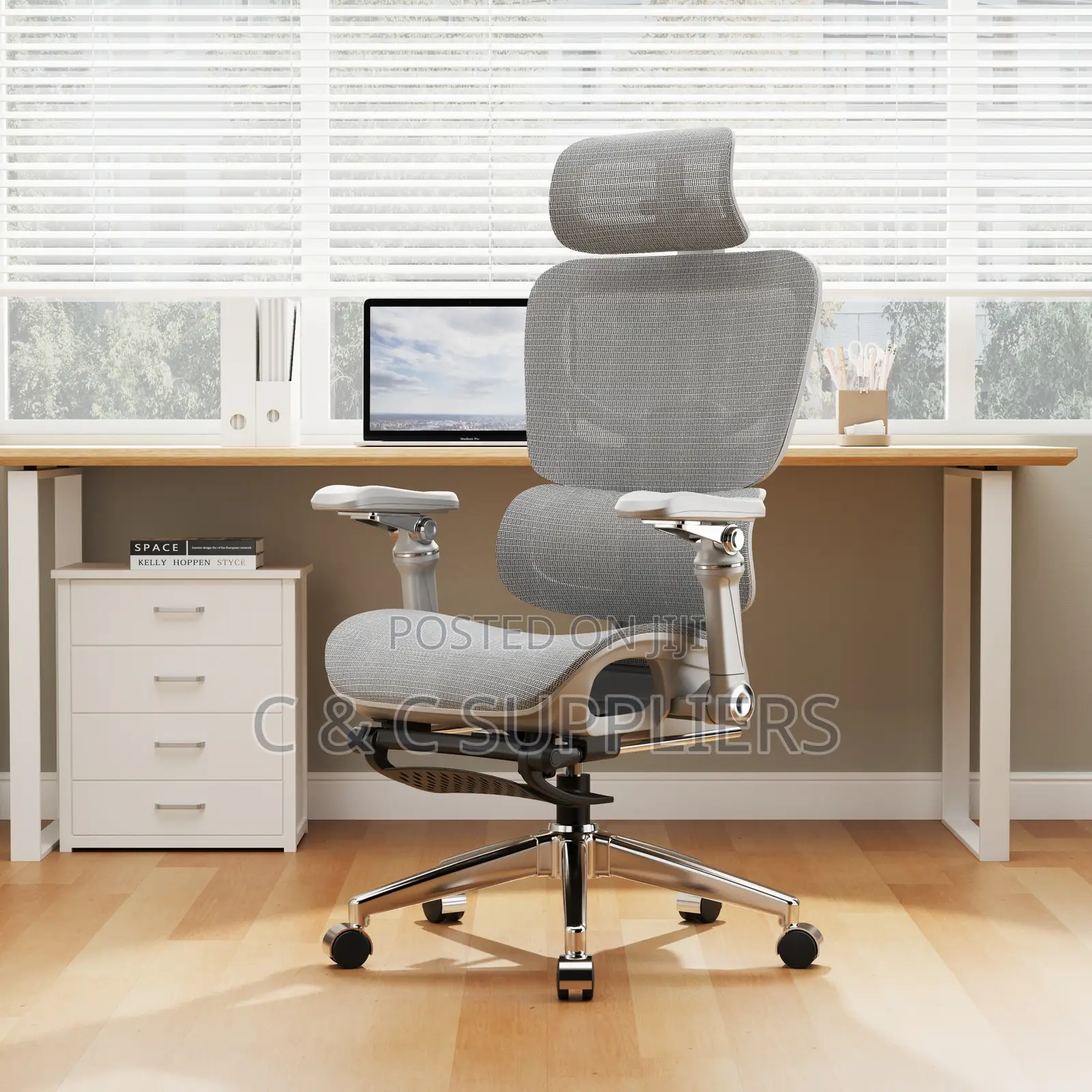 Swivel White Orthopedic Mesh Chair