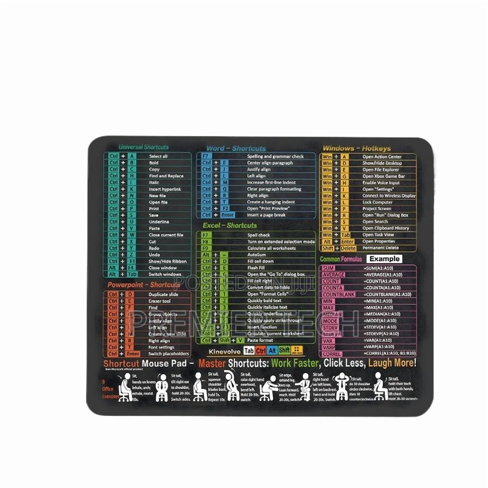 Excel Cheat Sheet Mouse Pad .30*60 Cm