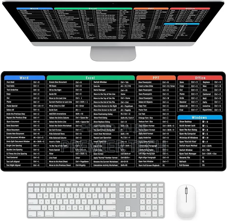 Excel Cheat Sheet Mouse Pad .30*60 Cm