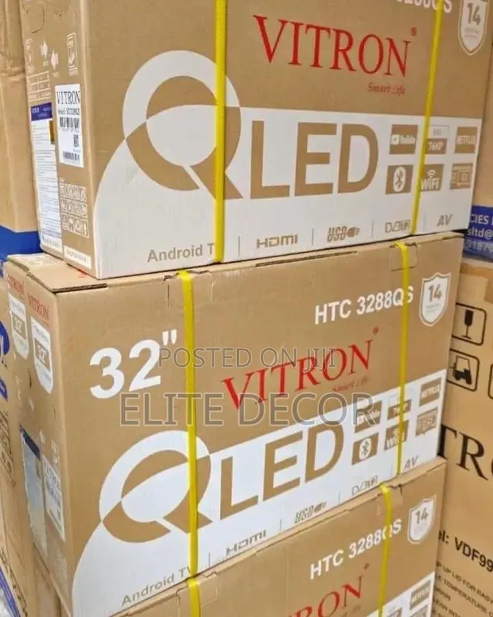 Vitron 32" Smart Android Tv Wi-Fi, Netflix, Youtube Inbuilt Decoder
