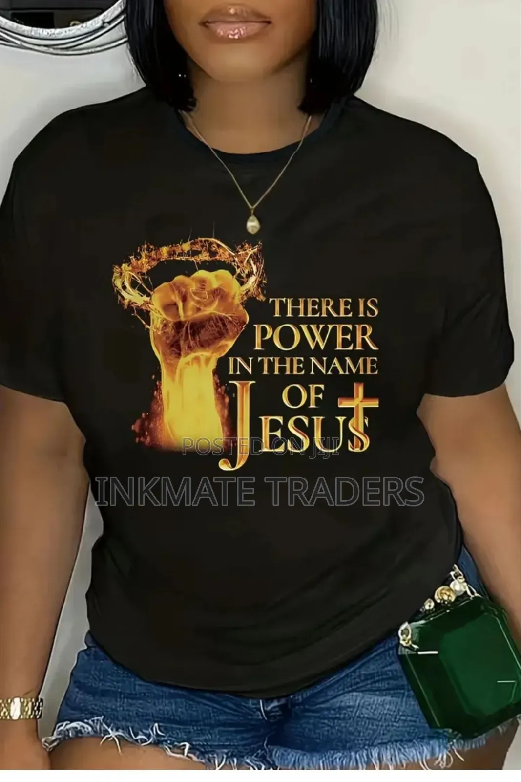 Black and Branded Round Neck T-Shirt With Your Logo Available
