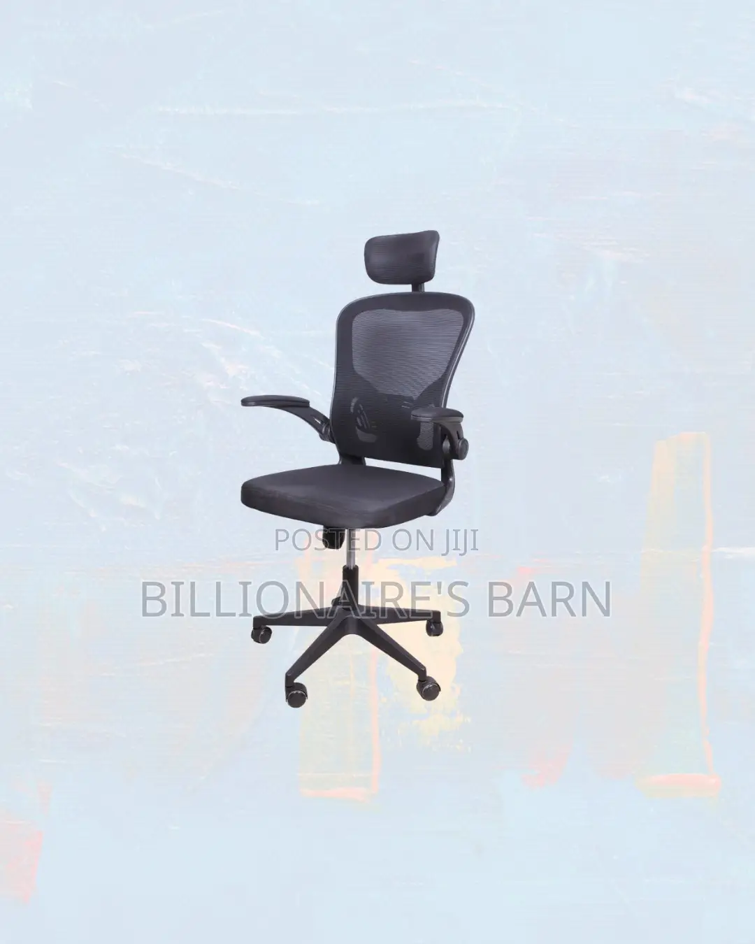 Practical Grey Ergonomic Office Chair With Headrest, Shared Office Use