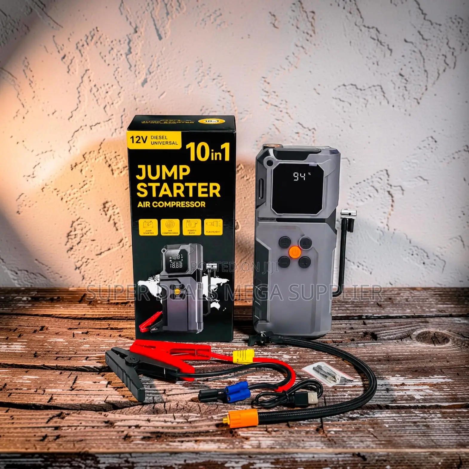 Emergency 10-in-1 Car Jump Starter Digital Air Compressor Inflator