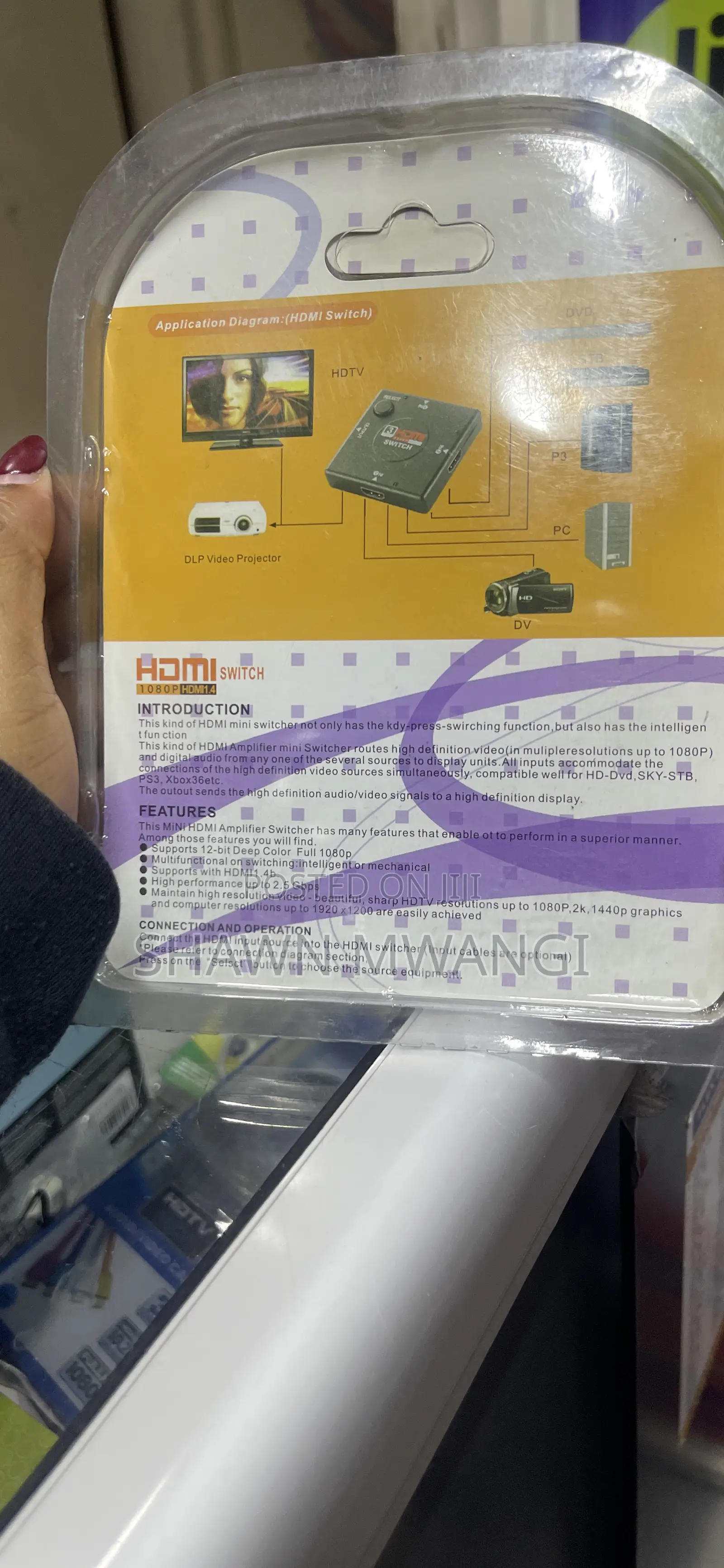 Hdmi Switch 1080p 3inputs Supports 12-bit Deep Color
