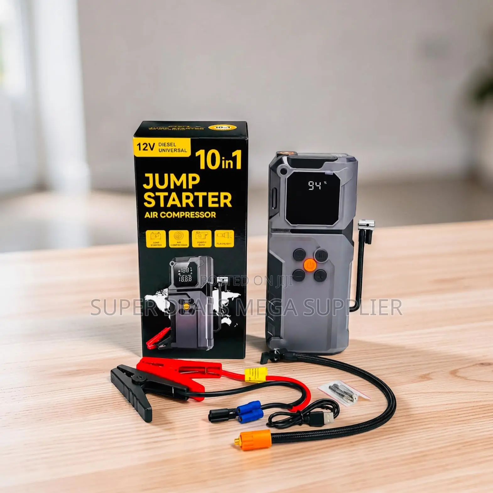 Powerful 10-in-1 Car Jump Starter Digital Air Compressor Inflator