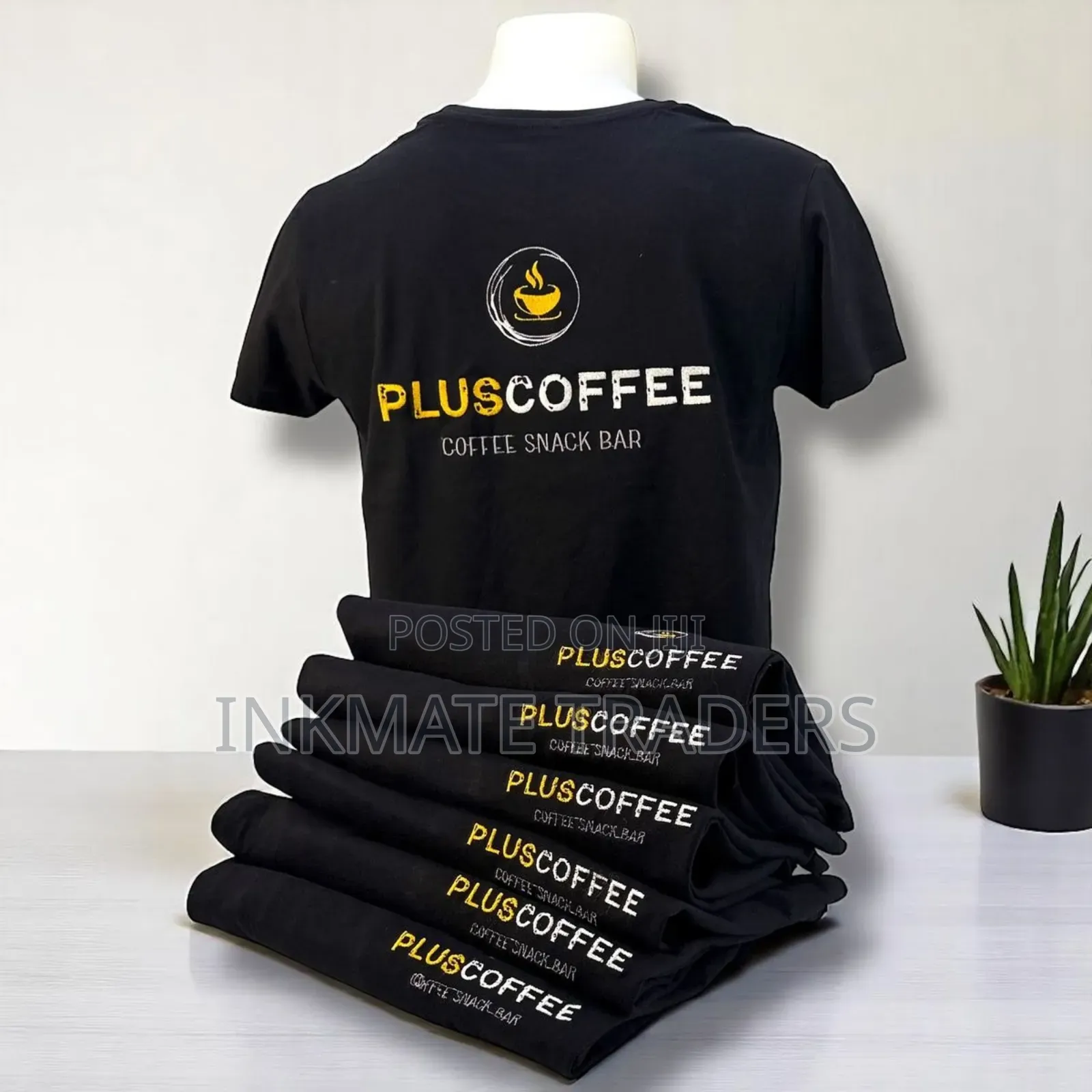 Black and Branded Round Neck T-Shirt Available