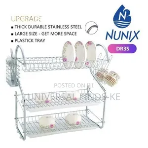 3-level Dish Storage Rack With Drain Tray Utensil Holder