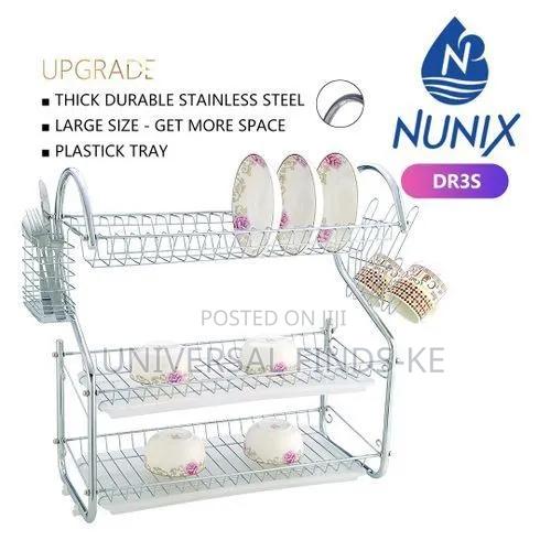 3-level Dish Storage Rack With Drain Tray Utensil Holder - thumbnail 2