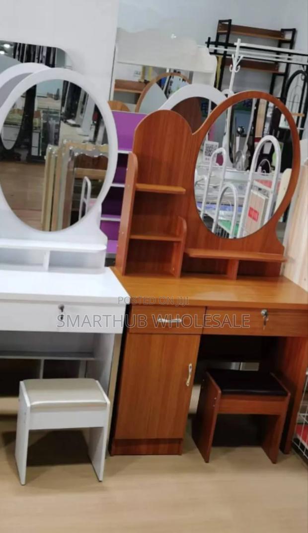 White Executive Dressing Table in White and Brown - main view