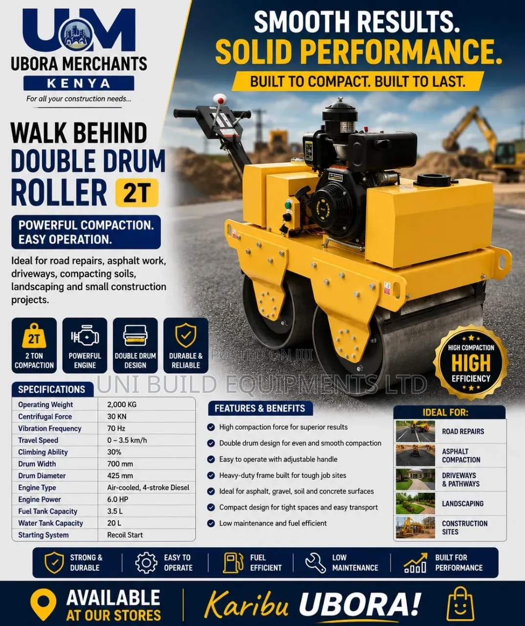 Key Start 550 Kg Double Drum Roller