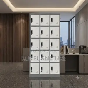 Office Cabinet; 15 Lockers Gray Personal and Office Storage Cabinet