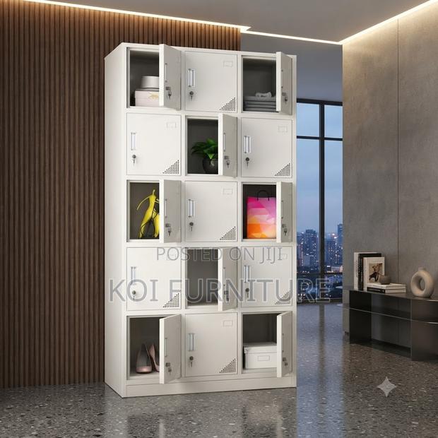 Office Cabinet; 15 Lockers Gray Personal and Office Storage Cabinet - thumbnail 3