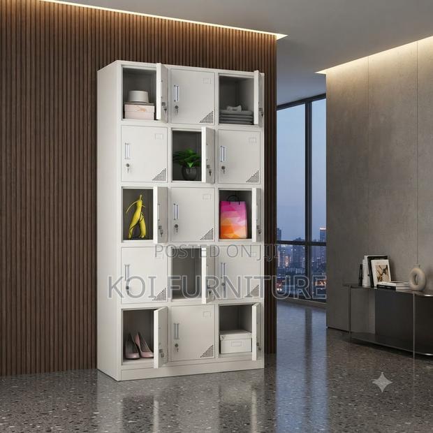 Office Cabinet; 15 Lockers Gray Personal and Office Storage Cabinet - thumbnail 4