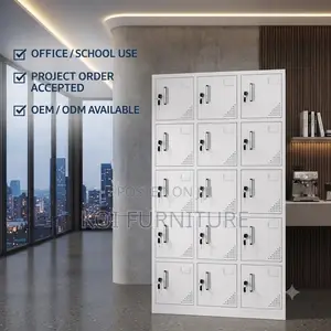 Office Cabinet; 15 Lockers Gray Personal and Office Storage Cabinet