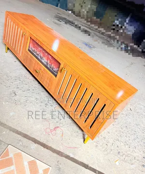 Modern Executive Tv Stand With a Functional Fire Place