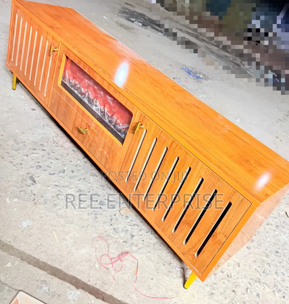 Modern Executive Tv Stand With a Functional Fire Place