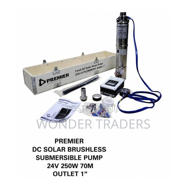Premier Dc Solar Brushless Submersible Pump 24v 250 70m Outlet 1"
