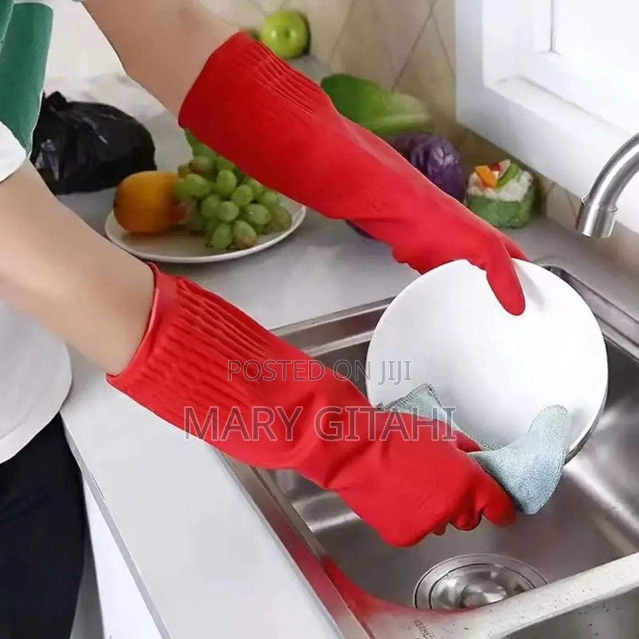 1 Pair Rubber Reusable Latex Household Hypoallergenic Cleaning Gloves*