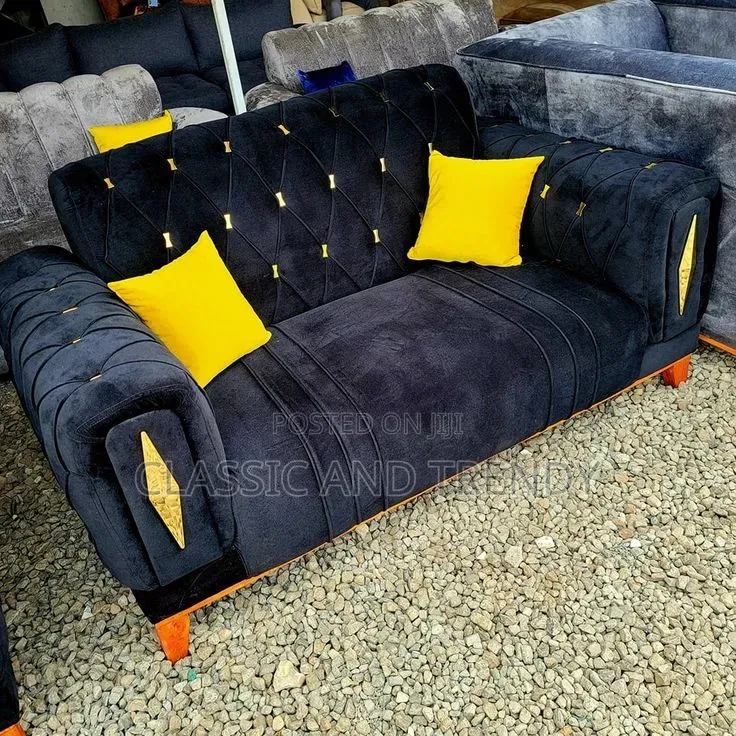 Elegant Black 2-Seater Sofa With Hold Accent