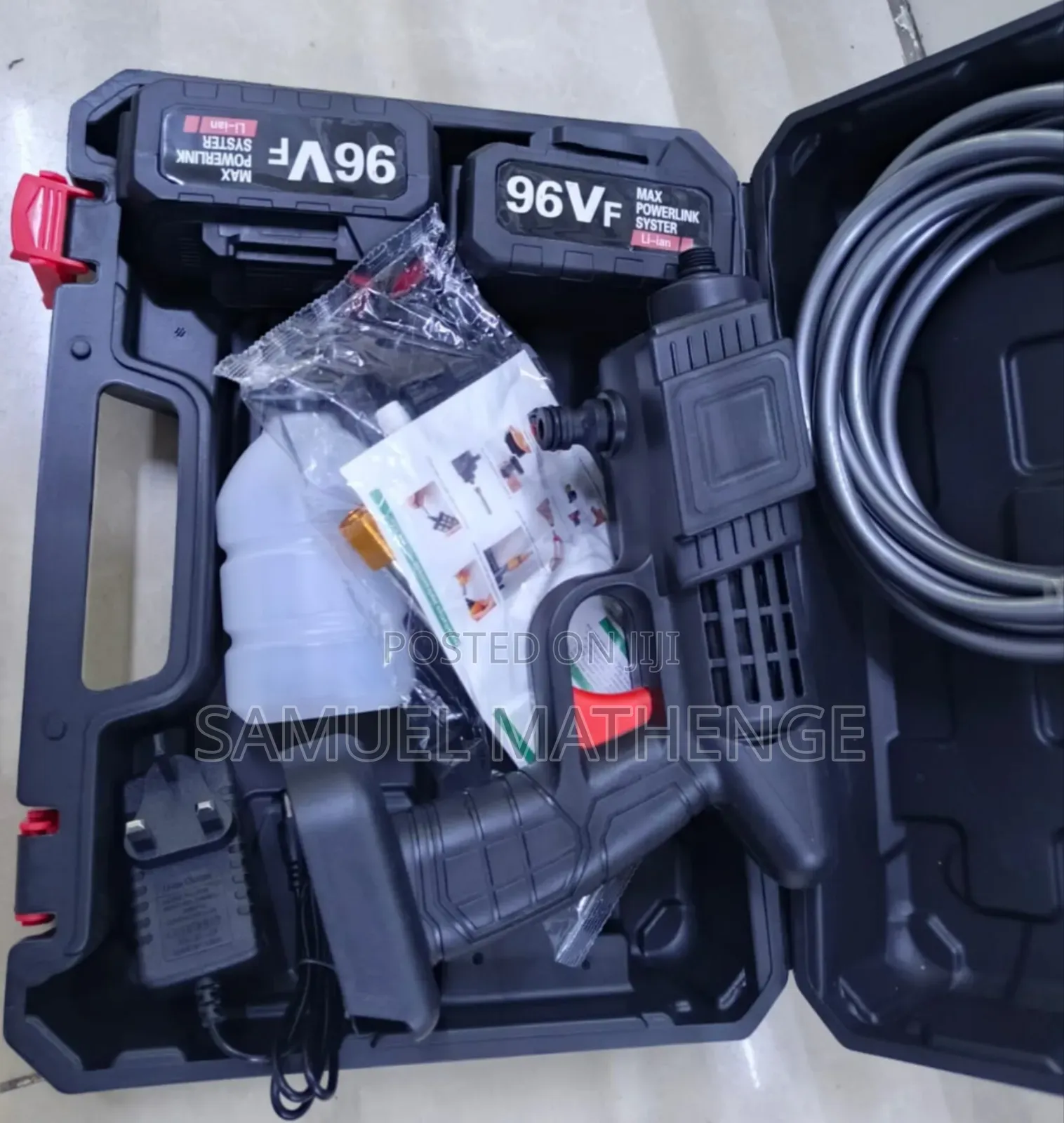 96vf Cordless High Pressure Car Washer Gun With 2 Batteries Charger