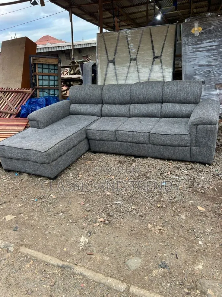 Modern Grey L-Shaped Sofa Spacious for Family Comfort