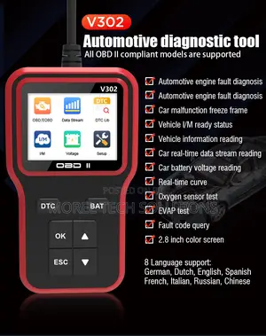 V302 Drivemaster Pro: Universal Obd2 Diagnostic Tool 2.8 Inch Display