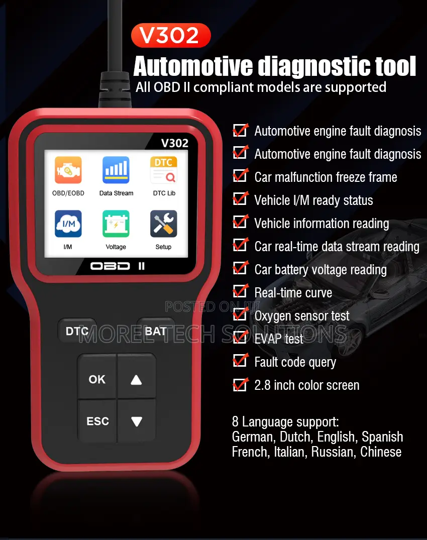 V302 Drivemaster Pro: Universal Obd2 Diagnostic Tool 2.8 Inch Display