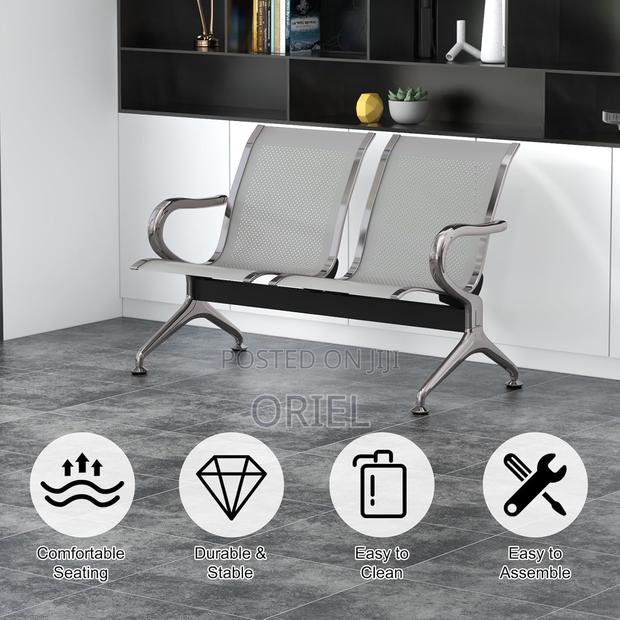 Office Chair : 2-Seater Steel Waiting Reception Bench - thumbnail 2
