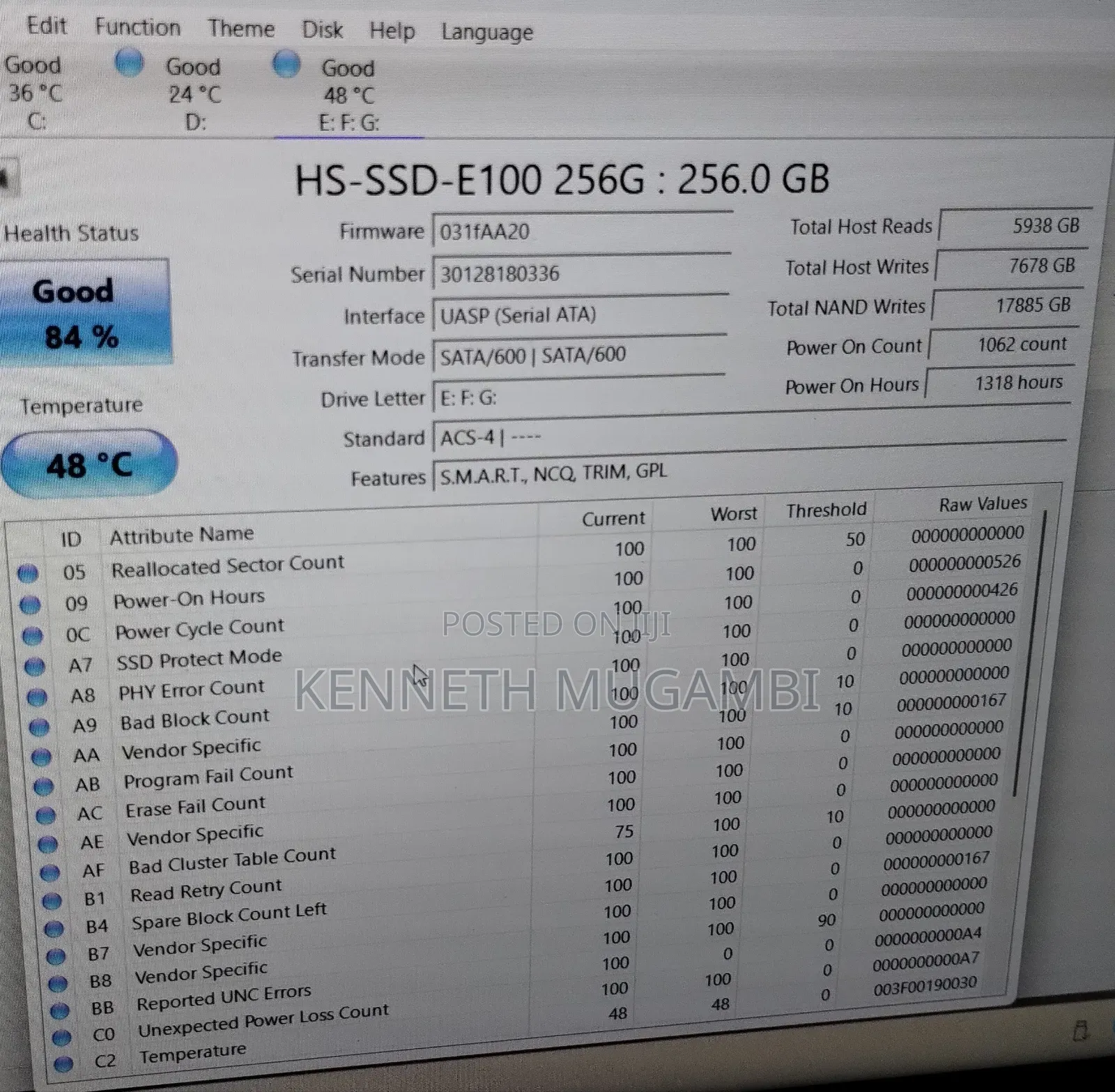 Used Hikvision E-100 256 Gb SSD