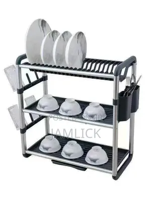 Gold Finish 3-Tier Aluminium Dish Drying Rack for Kitchen Counter –Cv