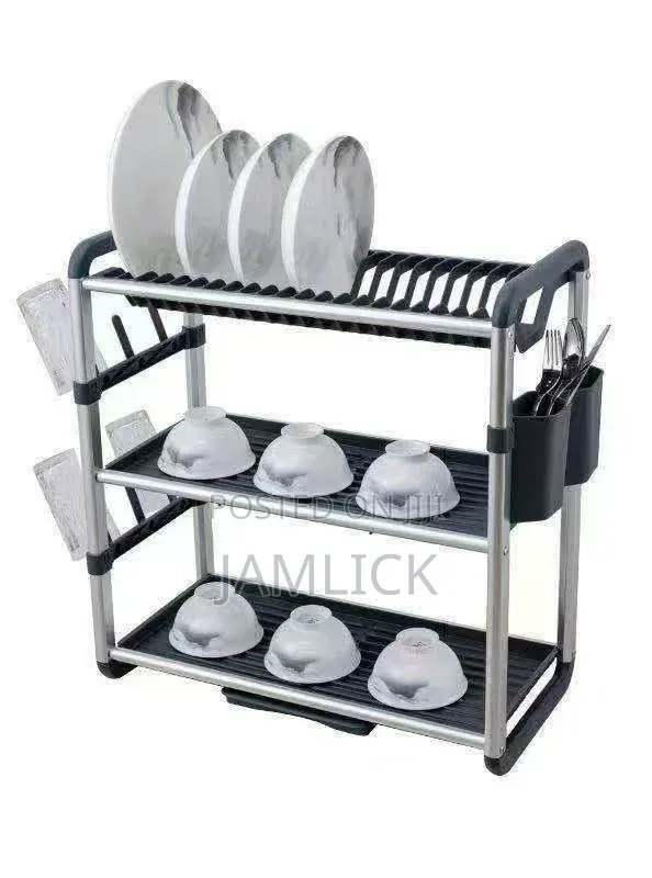 Gold Finish 3-Tier Aluminium Dish Drying Rack for Kitchen Counter –Cv