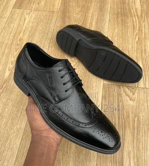 Quality Rubber Sole Leather Laced Official Oxford Plain Leather Shoe