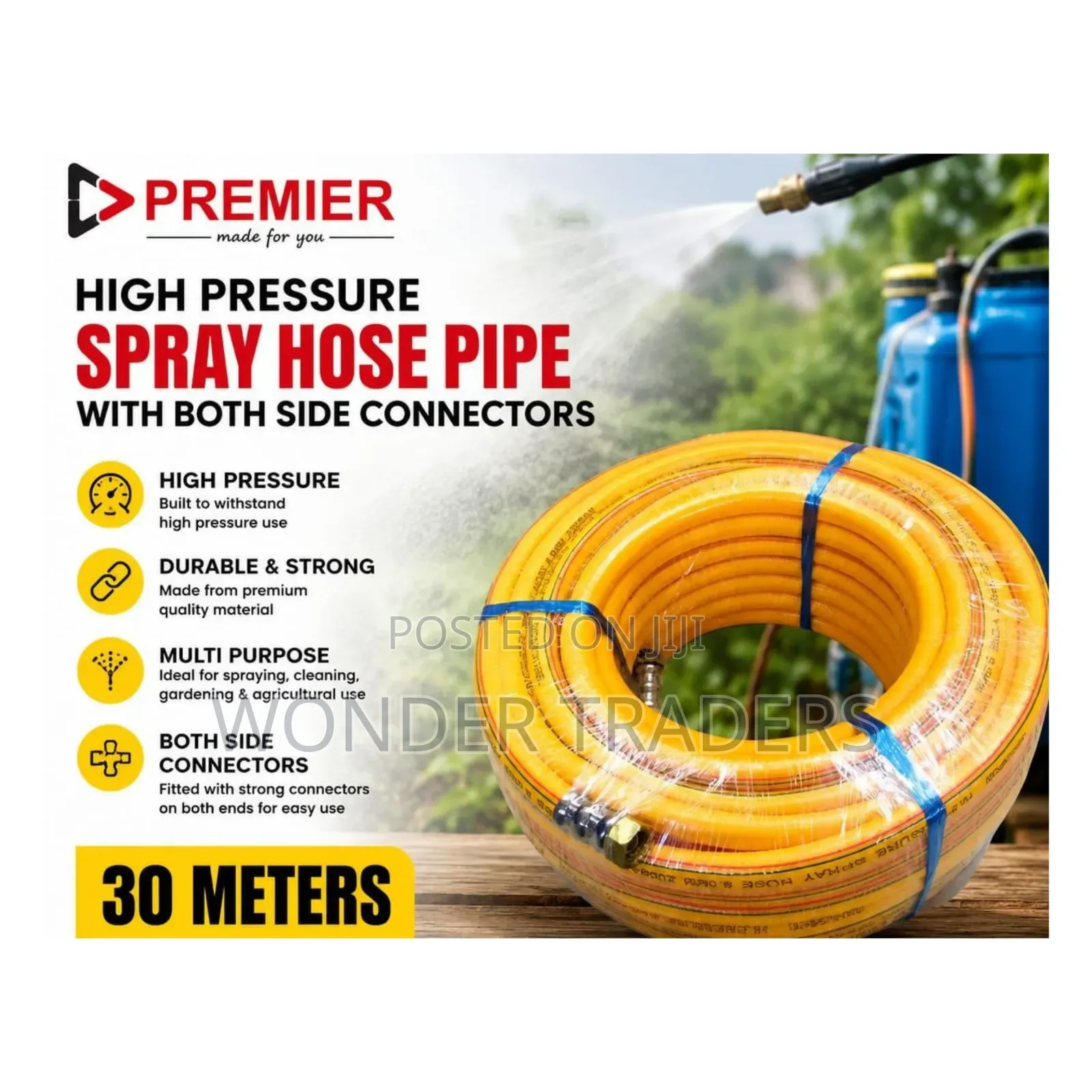 High Pressure Hose Pipe With Both Connectors 30m