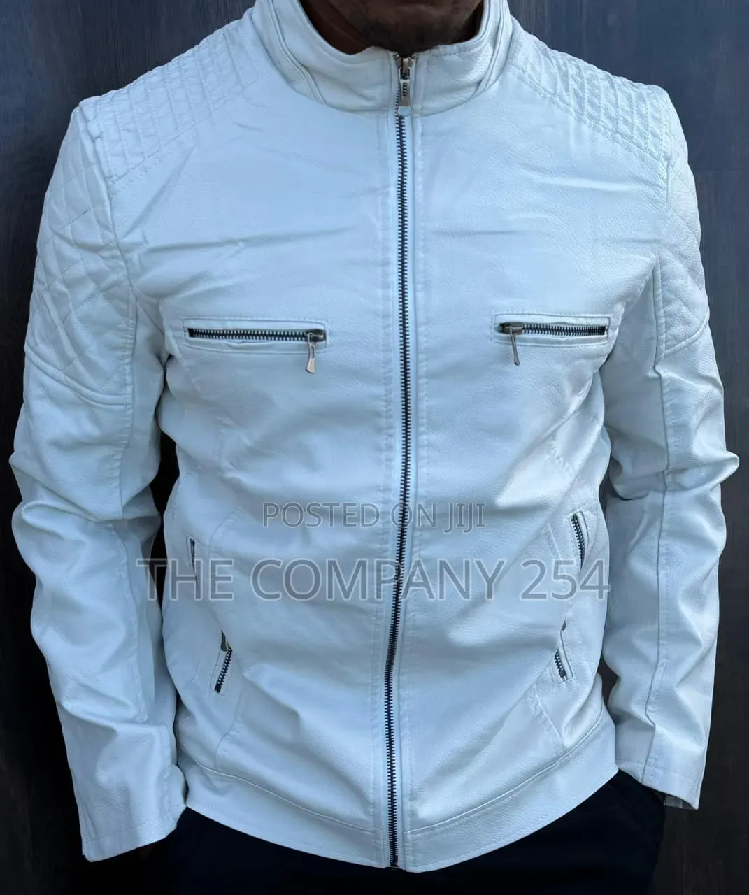 Quality Casual Zipper Double Pocket Official Leather Jacket Available