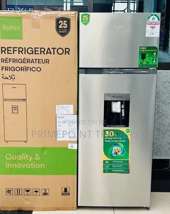 Syinix 210 LTRS Double Door Fridge With Water Dispenser Inbuilt Guard