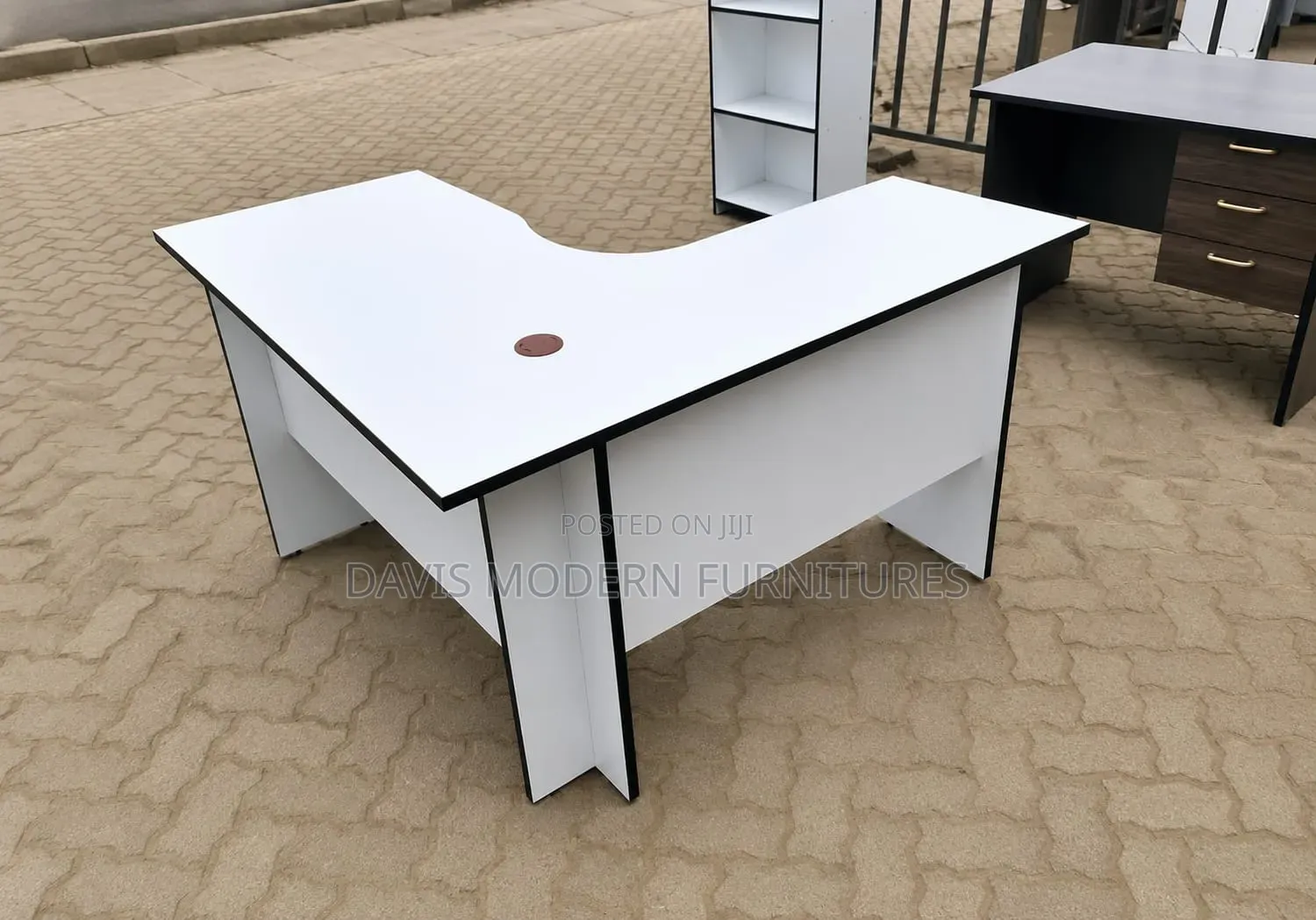 White and Black Trim Office Desk
