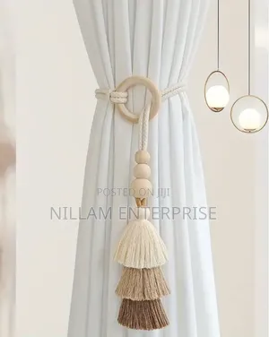 Decorative Ring Curtain Tieback Wit Layered Fan-Shaped Tassels