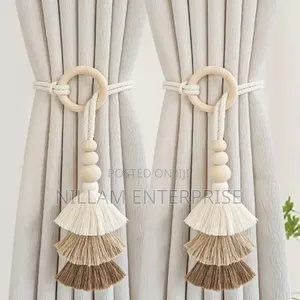 Decorative Ring Curtain Tieback Wit Layered Fan-Shaped Tassels