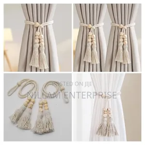 Curtain Tieback With Wooden Beads and Elegant Tassels