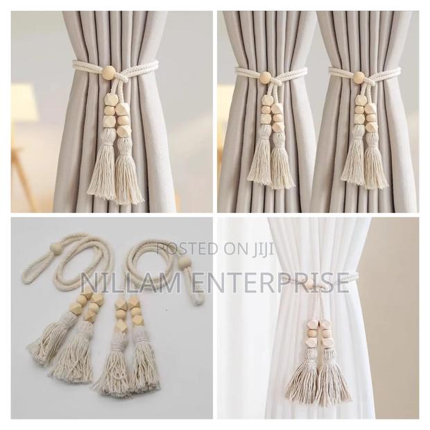 Curtain Tieback With Wooden Beads and Elegant Tassels
