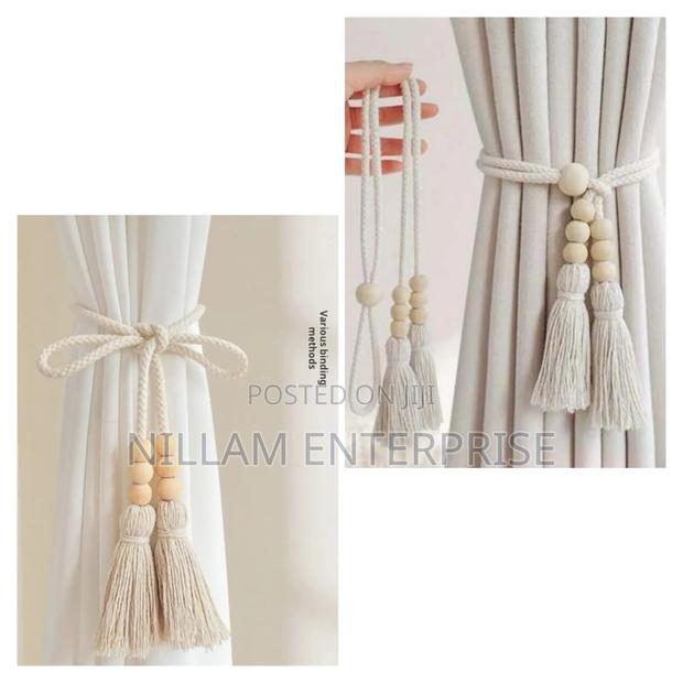 Curtain Tieback With Wooden Beads and Elegant Tassels - thumbnail 2