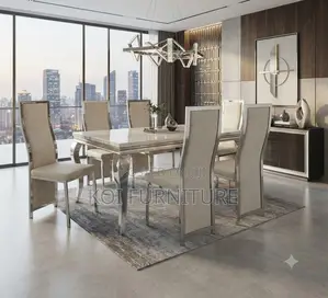 Dining Set; Six Seaters Home and Functional Golden Dining Set